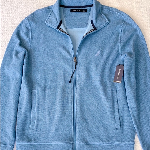 Nautica Men’s Blue Quarter ZIP Sweater Large NWT - Picture 2 of 4